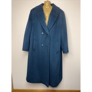 Alorna Woman Plus Size Wool Trench Coat Vintage Dark Teal Peacock Blue Overcoat